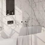 BRAUER Chrome Edition thermostatische inbouw badkraan - drukknoppen SET 03 - uitloop - staaf handdouche - doucheslang - wandaansluitbocht - chroom SW925532