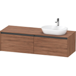 Duravit Ketho 2 wastafelonderbouwkast incl. consoleplaat met 2 laden voor waskom rechts 160x55x45.9cm met handgrepen antraciet noten mat SW771775