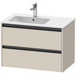 Duravit Ketho 2 wastafelonderbouwkast met 2 laden voor waskom links 81x48x54.9cm met grepen antraciet taupe supermat SW772527