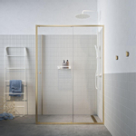 Sealskin Contour Schuifdeur met zijwand 140x90x200cm 6mm helder veiligheidsglas met antikalklaag Goud geborsteld SW799411
