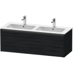 Duravit Ketho 2 wastafelonderbouwkast met 1 lade voor dubbele wastafel 128x48x44cm met greep antraciet eiken zwart mat SW772301