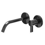 IVY Pact Wastafelmengkraan - 2-gats - met inbouwdeel - wandmontage - gebogen uitloop - coldstart - Zwart chroom PVD SW1235858