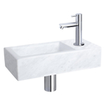 Differnz Helios fonteinset - 37.5x18.5x9.5cm - Rechthoek - 1 kraangat - Recht chromen kraan - Mineraalsteen Marmer SW333567