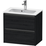 Duravit Ketho 2 wastafelonderbouwkast met 2 laden 61x39x54.9cm met grepen antraciet eiken zwart mat SW772864