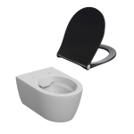 Geberit Icon wandcloset 35.5x53x33cm Diepspoel spoelrandloos wit met softclose en quickrelease zitting zwart SW705609