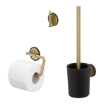 Tiger Tune Toilet Accessoireset - toiletrolhouder - zonder klep - toiletborstelhouder - handdoekhaak - zelfklevend - geborsteld messing/zwart SW877668