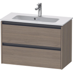 Duravit Ketho 2 wastafelonderbouwkast met 2 laden 81x39x54.9cm met grepen antraciet eiken terra mat SW772042