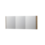 INK SPK1 Spiegelkast - 160x14x60cm - 3 deuren - dubbelzijdige Spiegel - schakelaar en stopcontact - MFC Naturel eiken SW493904