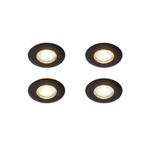 QAZQA Ulo Inbouwspot - set van 4 - 8.2x8.2cm - incl. LED - 3 staps dimbaar - IP44 - rond - mat zwart SW1210180