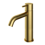 Hotbath Cobber middelhoge wastafelkraan met gebogen uitloop zonder waste geborsteld messing PVD SW229636