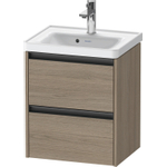 Duravit Ketho 2 wastafelonderbouwkast met 2 laden 48.4x37.5x54.9cm met grepen antraciet eiken terra mat SW772066