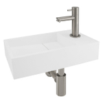 Differnz Solid fonteinset - 36x18.5x9cm - Rechthoek - 1 kraangat - Chroom - Solid Surface Wit SW76048