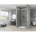 Van Rijn Products ST08 Nis Draaideur 2 delig 850-950 x 2000mm 8 mm Helder glas incl. Glasbehandeling, Zwart muurprofiel, Greep en Stabilisatiestang SW956351