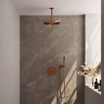 BRAUER Copper Carving thermostatische Inbouw Regendouche - 3-weg - rond - set 78 - 30cm hoofddouche - plafondarm - staaf handdouche - doucheslang - wandaansluitbocht - koper geborsteld PVD SW1159261
