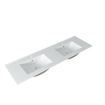 Adema Vygo meubelwastafel - 141x2x46.0m - overloop - 2 wasbakken - 2 kraangaten - keramiek - wit SW761663