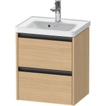 Duravit Ketho 2 wastafelonderbouwkast met 2 laden 48.4x37.5x54.9cm met grepen antraciet natuur eiken mat SW772246