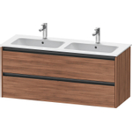 Duravit Ketho 2 wastafelonderbouwkast met 2 laden voor dubbele wastafel 128x48x55cm met grepen antraciet noten mat SW773100