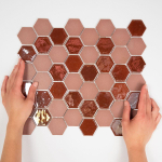 The Mosaic Factory Valencia mozaïektegel 4.3x4.9x0.5cm hexagon burgundy mat en glans voor wand en vloer en voor binnen en buiten vorstbestendig SW374589