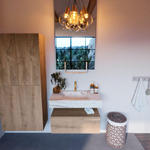 MONDIAZ ALAN - DLUX Badkamermeubelset - 80cm - onderkast - Washed Oak - 1 lade - vrijhangende wastafel - wasbak midden - 1 kraangat - Frappe SW808554