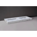 Forzalaqua Bellezza Doppio wastafel 140.5x51.5x9cm Rechthoek 0 kraangaten 2 wasbakken Natuursteen Carrara gepolijst SW230719