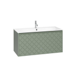 Crosswater Vergo Badkamermeubelset - 99.8x47.6x45.5cm - 1 cast mineral marble wasbak wit - 1 kraangat - 1 lade - sage green SW910971