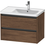 Duravit Ketho 2 wastafelonderbouwkast met 2 laden voor waskom rechts 78.4x45.5x54.9cm met grepen antraciet donker noten mat SW771990