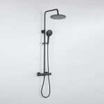 Fortifura Calvi Regendoucheset - thermostatisch - 25cm hoofddouche - metalen slang - ronde handdouche - mat zwart SW1204415