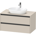 Duravit Ketho 2 wastafelonderbouwkast incl. consoleplaat met 2 laden 100x55x56.8cm met handgrepen antraciet taupe supermat SW773122