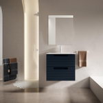 Adema Prime Balance Badkamermeubelset - 60x55x45cm - 1 rechthoekige keramische wasbak wit - 1 kraangat - 2 lades - rechthoekige spiegel - mat marine blauw SW916126