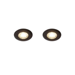 QAZQA Ulo Inbouwspot - set van 2 - 8.2x8.2cm - incl. LED - 3 staps dimbaar - IP44 - rond - mat zwart SW1210169