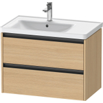 Duravit Ketho 2 wastafelonderbouwkast met 2 laden voor waskom links 78.4x45.5x54.9cm met grepen antraciet natuur eiken mat SW772791