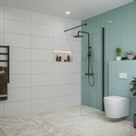 Fortifura Galeria inloopdouche - 70x200cm - helder glas - wandarm - mat zwart SW917229