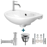 Go by Van Marcke fonteinset 44.5x27x17cm met chromen koudwaterkraan, sifon en waste porselein wit SW385453