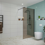 Fortifura Galeria inloopdouche - 100x200cm - rookglas - wandarm - mat zwart SW915418