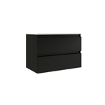 Adema Chacito wastafelonderkast - 80x39.5x55cm - ondiep - 2 lades - greeploos - mat zwart SW1212811