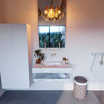 MONDIAZ ALAN - DLUX Badkamermeubelset - 90cm - planchet - Glace - vrijhangende wastafel - wasbak midden - 0 kraangaten - Glace SW809203