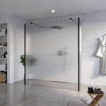 Fortifura Galeria Vrijstaande Inloopdouche - 180x200cm - Helder geribbeld - antikalk - 8mm veiligheidsglas - 2 zijwanden 40cm - wandsteunen en hoekprofielen - Zwart mat SW993216