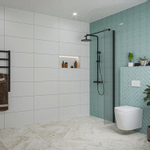 Fortifura Galeria inloopdouche - 30x200cm - ribbelglas - wandarm - mat zwart SW876959