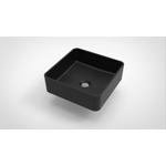 Arcqua Case waskom - 37x37cm - Vierkant - Cast marble Zwart Mat SW767334