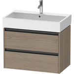 Duravit Ketho 2 wastafelonderbouwkast met 2 laden 78.4x46x54.9cm met grepen antraciet eiken terra mat SW773038