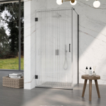 Fortifura Galeria Douchecabine - 90x120x200cm - scharnieren - deurgreep - stabilisatiestang - helder geribbeld - veiligheidsglas - mat zwart SW1222377