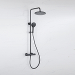 Fortifura Calvi Regendoucheset - thermostatisch - 30cm hoofddouche - gladde slang - ronde handdouche - mat zwart SW1204427