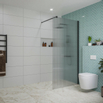 Fortifura Galeria inloopdouche - 100x200cm - ribbelglas - wandarm - mat zwart SW876966