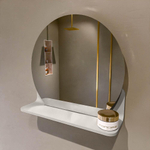 Mondiaz SPOT Badkamerspiegel - rond 40cm - spiegelplanchet - kleur Linen SW1235551