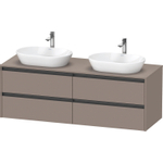 Duravit Ketho 2 wastafelonderbouwkast incl. consoleplaat met 4 laden voor dubbele waskommen 160x55x56.8cm met handgrepen antraciet basalt mat SW771779