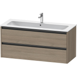 Duravit Ketho 2 wastafelonderbouwkast met 2 laden voor enkele wastafel 121x48x55cm met grepen antraciet eiken terra mat SW773151
