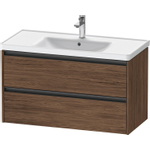 Duravit Ketho 2 wastafelonderbouwkast met 2 laden 98.4x45.5x54.9cm met grepen antraciet donker noten mat SW772218