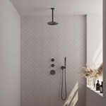 Brauer Gunmetal Carving Regendoucheset inbouw - hoofddouche 20cm - plafondarm 20cm - 3 carving knoppen - handdouche staaf 1 stand - PVD - geborsteld gunmetal SW715952