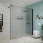 Fortifura Galeria inloopdouche - 180x200cm - ribbelglas - wandarm - mat zwart SW876970