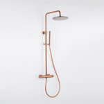 Fortifura Calvi Regendoucheset - thermostatisch - 25cm hoofddouche - gladde slang - staaf handdouche - Geborsteld koper PVD (Koper) SW1204398